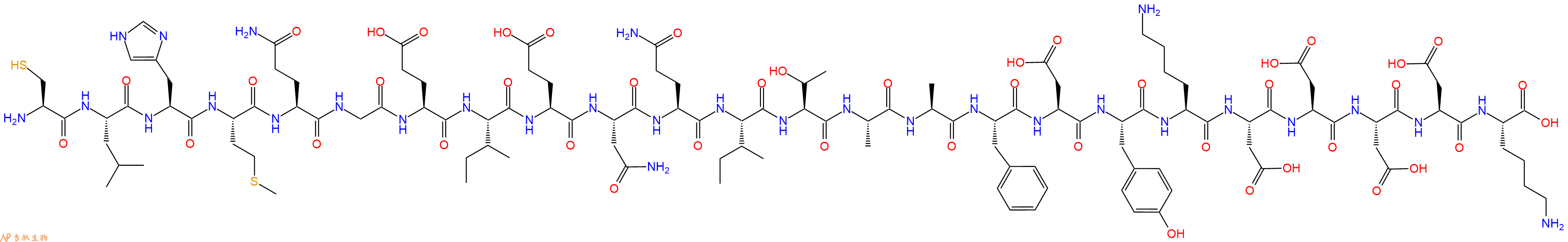 专肽生物产品H2N-Cys-Leu-His-Met-Gln-Gly-Glu-Ile-Glu-Asn-Gln-Ile-Thr-Ala-Ala-Phe-Asp-Tyr-Lys-Asp-Asp-Asp-Asp-Lys-COOH