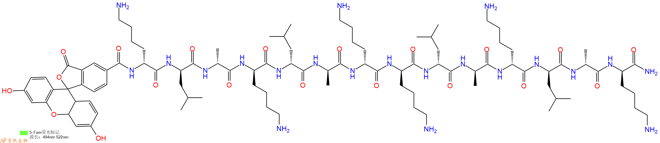 专肽生物产品促凋亡肽Proapoptotic Peptide, klaklakklaklak, 5/6 - FAM