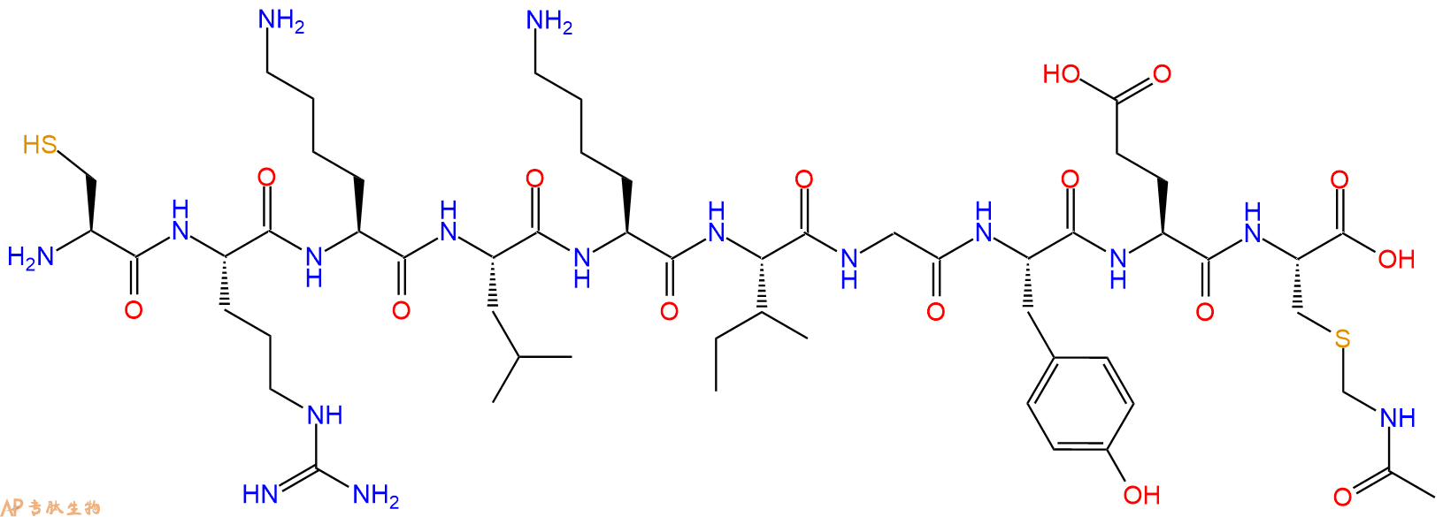 专肽生物产品H2N-Cys-Arg-Lys-Leu-Lys-Ile-Gly-Tyr-Glu-Cys(Acm)-COOH
