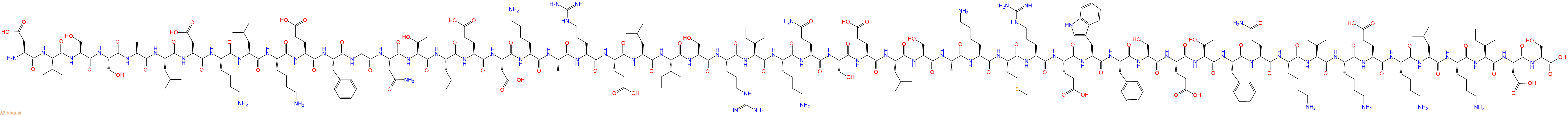 专肽生物产品H2N-Asp-Val-Ser-Ser-Ala-Leu-Asp-Lys-Leu-Lys-Glu-Phe-Gly-Asn-Thr-Leu-Glu-Asp-Lys-Ala-Arg-Glu-Leu-Ile-Ser-Arg-Ile-Lys-Gln-Ser-Glu-Leu-Ser-Ala-Lys-Met-Arg-Glu-Trp-Phe-Ser-Glu-Thr-Phe-Gln-Lys-Val-Lys-Glu-Lys-Leu-Lys-Ile-Asp-Ser-COOH