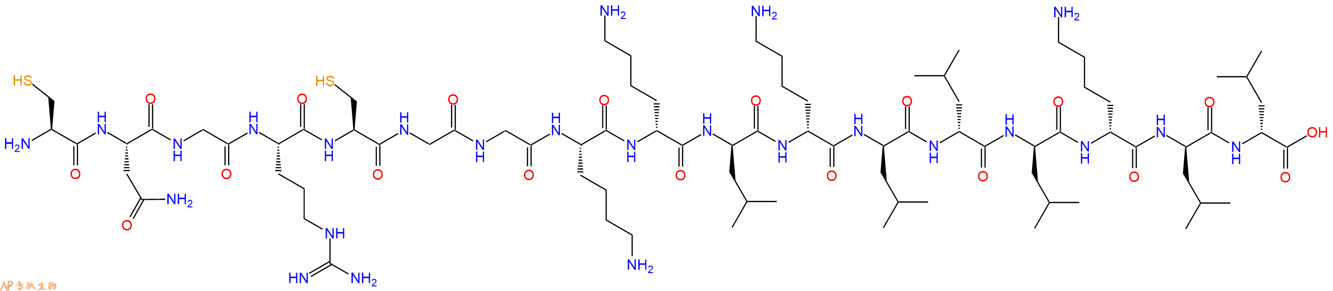 专肽生物产品H2N-Cys-Asn-Gly-Arg-Cys-Gly-Gly-Lys-DLys-DLeu-DLys-DLeu-DLeu-DLeu-DLys-DLeu-DLeu-COOH