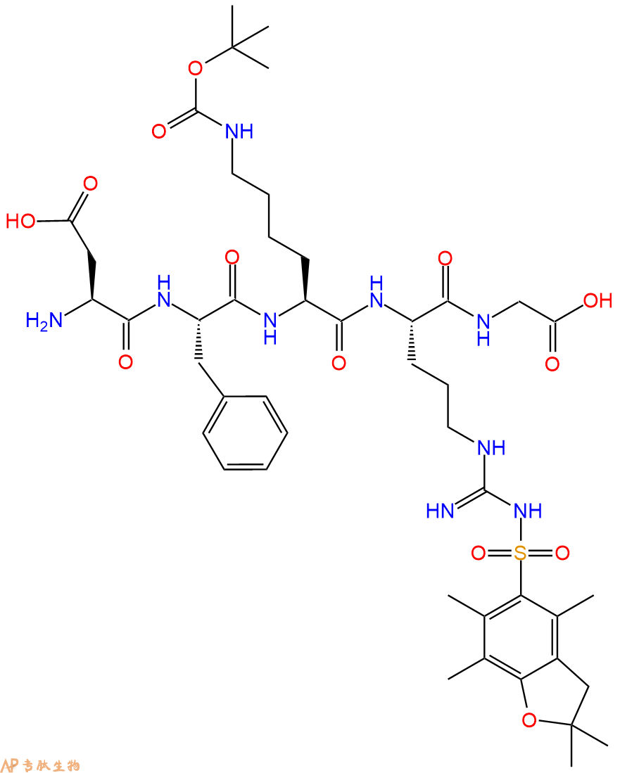 专肽生物产品H2N-Asp-Phe-Lys(Boc)-Arg(Pbf)-Gly-COOH