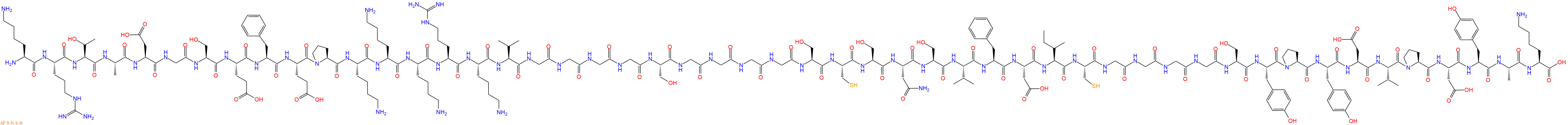 专肽生物产品H2N-Lys-Arg-Thr-Ala-Asp-Gly-Ser-Glu-Phe-Glu-Pro-Lys-Lys-Lys-Arg-Lys-Val-Gly-Gly-Gly-Gly-Ser-Gly-Gly-Gly-Gly-Ser-Cys-Ser-Asn-Ser-Val-Phe-Asp-Ile-Cys-Gly-Gly-Gly-Gly-Ser-Tyr-Pro-Tyr-Asp-Val-Pro-Asp-Tyr-Ala-Lys-COOH