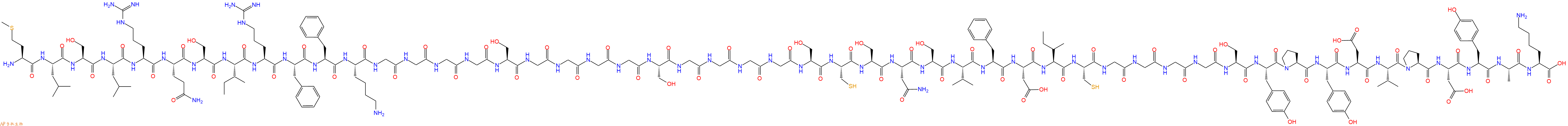 专肽生物产品H2N-Met-Leu-Ser-Leu-Arg-Gln-Ser-Ile-Arg-Phe-Phe-Lys-Gly-Gly-Gly-Gly-Ser-Gly-Gly-Gly-Gly-Ser-Gly-Gly-Gly-Gly-Ser-Cys-Ser-Asn-Ser-Val-Phe-Asp-Ile-Cys-Gly-Gly-Gly-Gly-Ser-Tyr-Pro-Tyr-Asp-Val-Pro-Asp-Tyr-Ala-Lys-COOH