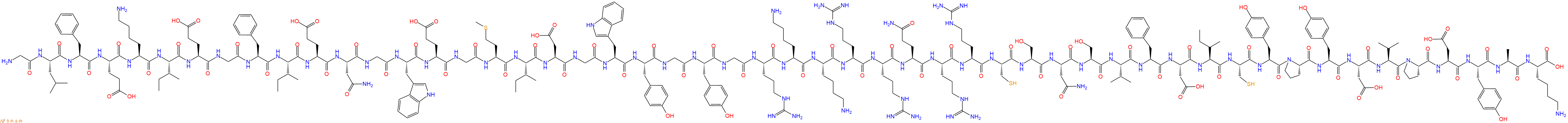 专肽生物产品H2N-Gly-Leu-Phe-Glu-Lys-Ile-Glu-Gly-Phe-Ile-Glu-Asn-Gly-Trp-Glu-Gly-Met-Ile-Asp-Gly-Trp-Tyr-Gly-Tyr-Gly-Arg-Lys-Lys-Arg-Arg-Gln-Arg-Arg-Cys-Ser-Asn-Ser-Val-Phe-Asp-Ile-Cys-Tyr-Pro-Tyr-Asp-Val-Pro-Asp-Tyr-Ala-Lys-COOH