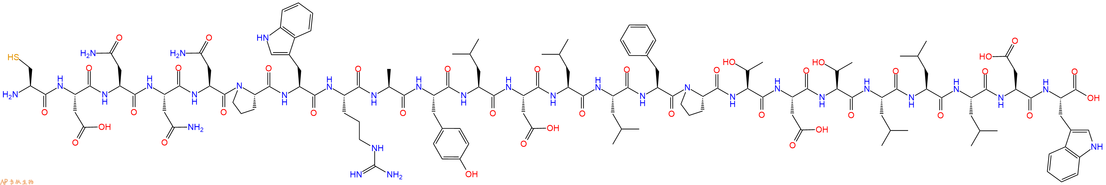 专肽生物产品H2N-Cys-Asp-Asn-Asn-Asn-Pro-Trp-Arg-Ala-Tyr-Leu-Asp-Leu-Leu-Phe-Pro-Thr-Asp-Thr-Leu-Leu-Leu-Asp-Trp-COOH