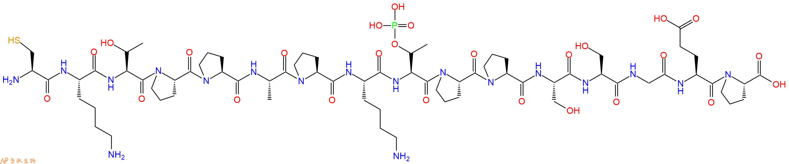 专肽生物产品H2N-Cys-Lys-Thr-Pro-Pro-Ala-Pro-Lys-pThr-Pro-Pro-Ser-Ser-Gly-Glu-Pro-COOH
