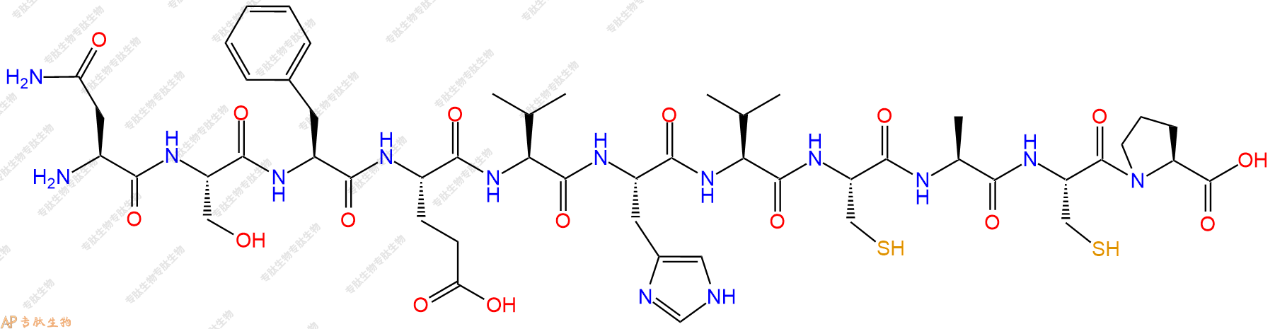 专肽生物产品H2N-Asn-Ser-Phe-Glu-Val-His-Val-Cys-Ala-Cys-Pro-COOH