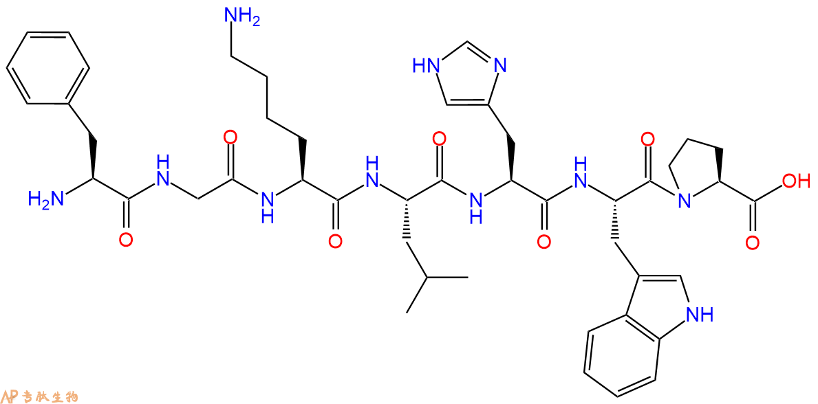 专肽生物产品H2N-Phe-Gly-Lys-Leu-His-Trp-Pro-COOH