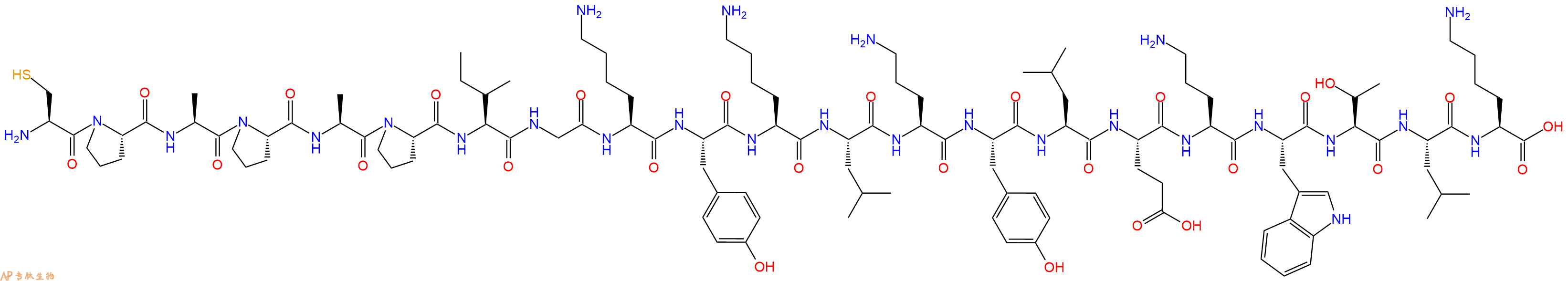 专肽生物产品H2N-Cys-Pro-Ala-Pro-Ala-Pro-Ile-Gly-Lys-Tyr-Lys-Leu-Orn-Tyr-Leu-Glu-Orn-Trp-Thr-Leu-Lys-COOH