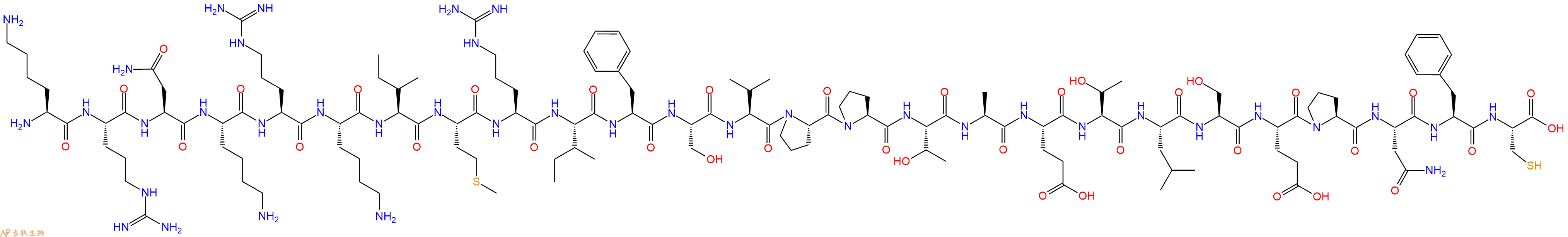 专肽生物产品H2N-Lys-Arg-Asn-Lys-Arg-Lys-Ile-Met-Arg-Ile-Phe-Ser-Val-Pro-Pro-Thr-Ala-Glu-Thr-Leu-Ser-Glu-Pro-Asn-Phe-Cys-COOH