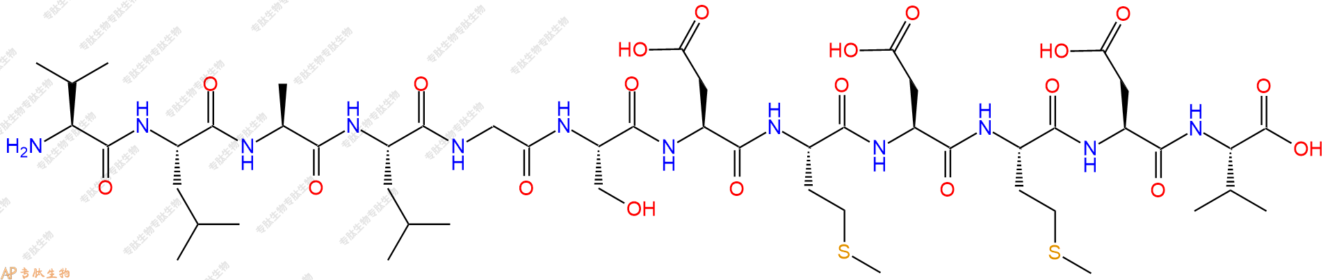 专肽生物产品H2N-Val-Leu-Ala-Leu-Gly-Ser-Asp-Met-Asp-Met-Asp-Val-COOH