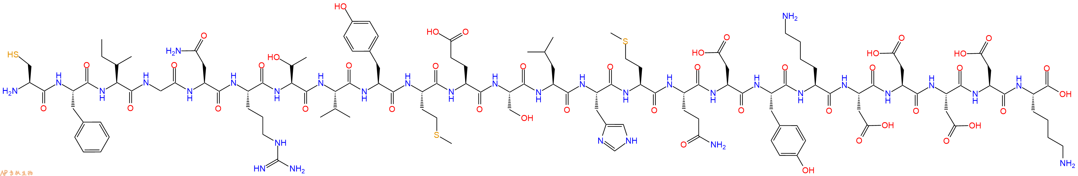 专肽生物产品H2N-Cys-Phe-Ile-Gly-Asn-Arg-Thr-Val-Tyr-Met-Glu-Ser-Leu-His-Met-Gln-Asp-Tyr-Lys-Asp-Asp-Asp-Asp-Lys-COOH