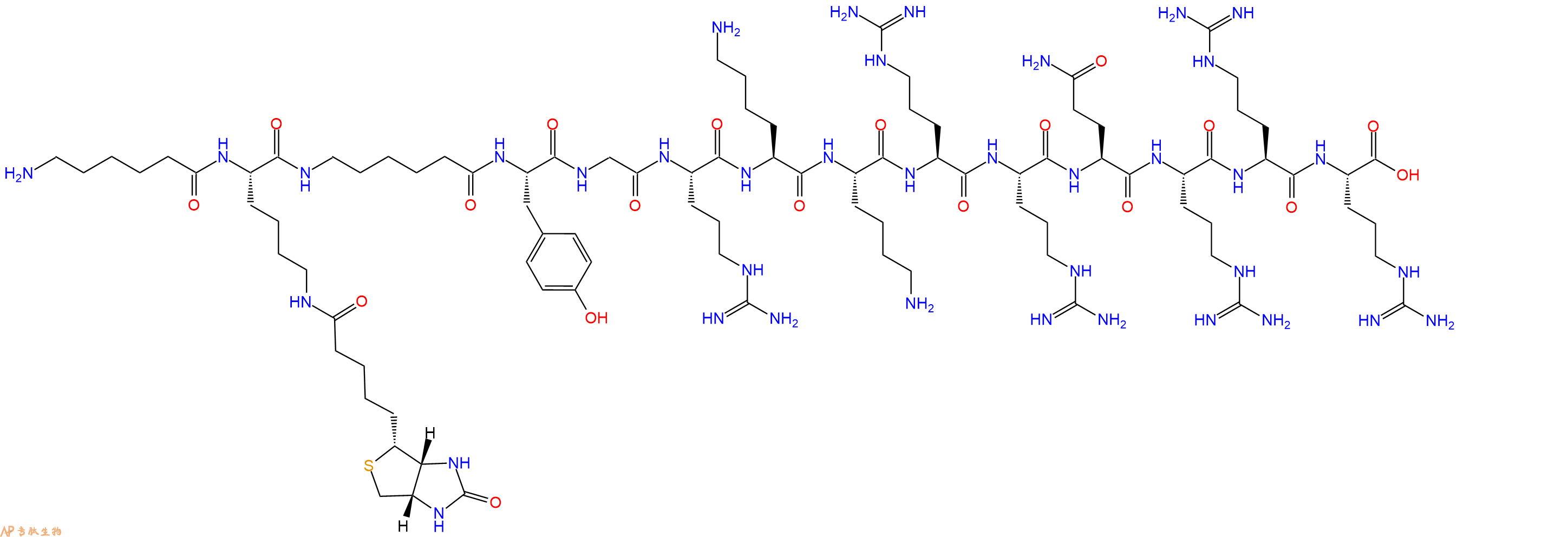 专肽生物产品H2N-Ahx-Lys(Biotin)-Ahx-Tyr-Gly-Arg-Lys-Lys-Arg-Arg-Gln-Arg-Arg-Arg-COOH