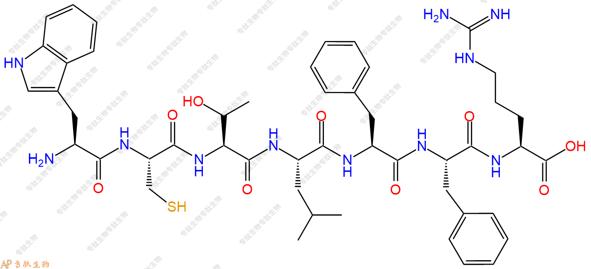 专肽生物产品H2N-Trp-Cys-Thr-Leu-Phe-Phe-Arg-COOH