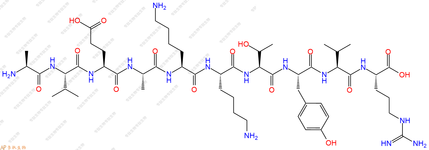 专肽生物产品H2N-Ala-Val-Glu-Ala-Lys-Lys-Thr-Tyr-Val-Arg-COOH