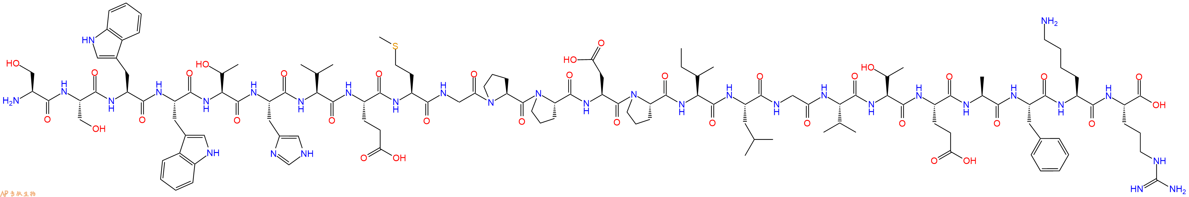 专肽生物产品H2N-Ser-Ser-Trp-Trp-Thr-His-Val-Glu-Met-Gly-Pro-Pro-Asp-Pro-Ile-Leu-Gly-Val-Thr-Glu-Ala-Phe-Lys-Arg-COOH