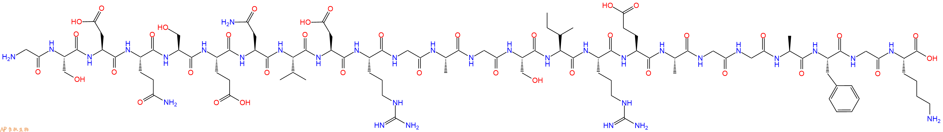 专肽生物产品H2N-Gly-Ser-Asp-Gln-Ser-Glu-Asn-Val-Asp-Arg-Gly-Ala-Gly-Ser-Ile-Arg-Glu-Ala-Gly-Gly-Ala-Phe-Gly-Lys-COOH