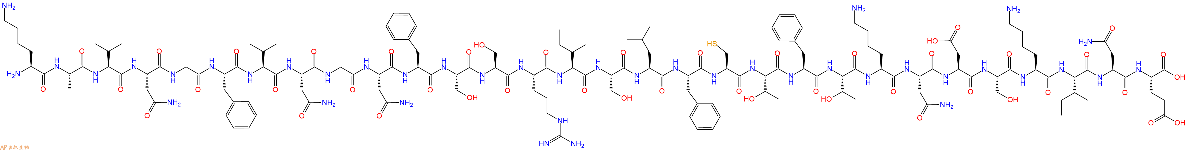 专肽生物产品H2N-Lys-Ala-Val-Asn-Gly-Phe-Val-Asn-Gly-Asn-Phe-Ser-Ser-Arg-Ile-Ser-Leu-Phe-Cys-Thr-Phe-Thr-Lys-Asn-Asp-Ser-Lys-Ile-Asn-Glu-COOH