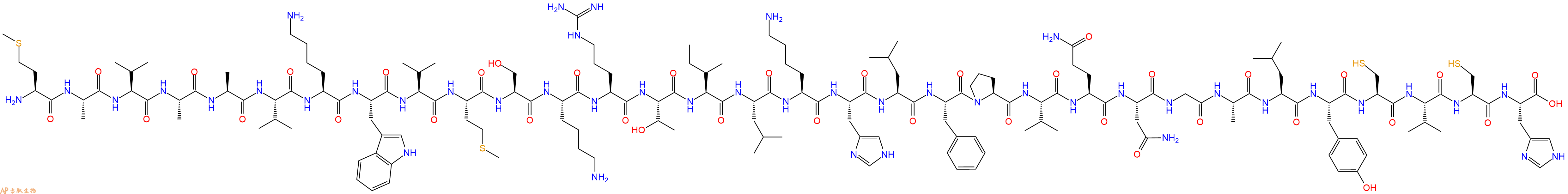 专肽生物产品H2N-Met-Ala-Val-Ala-Ala-Val-Lys-Trp-Val-Met-Ser-Lys-Arg-Thr-Ile-Leu-Lys-His-Leu-Phe-Pro-Val-Gln-Asn-Gly-Ala-Leu-Tyr-Cys-Val-Cys-His-COOH