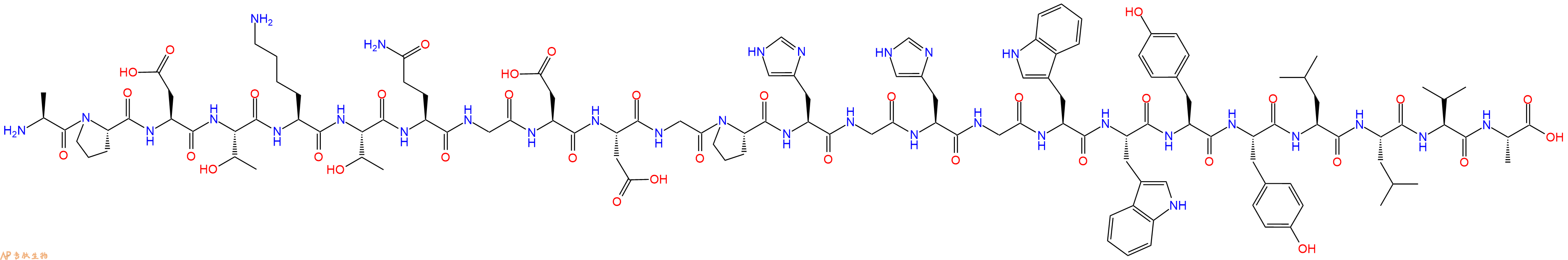 专肽生物产品H2N-Ala-Pro-Asp-Thr-Lys-Thr-Gln-Gly-Asp-Asp-Gly-Pro-His-Gly-His-Gly-Trp-Trp-Tyr-Tyr-Leu-Leu-Val-Ala-COOH