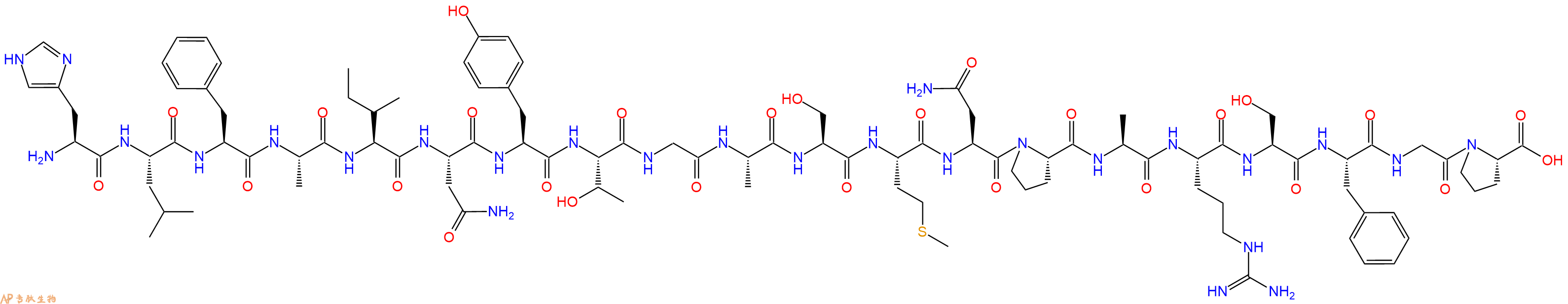 专肽生物产品H2N-His-Leu-Phe-Ala-Ile-Asn-Tyr-Thr-Gly-Ala-Ser-Met-Asn-Pro-Ala-Arg-Ser-Phe-Gly-Pro-COOH