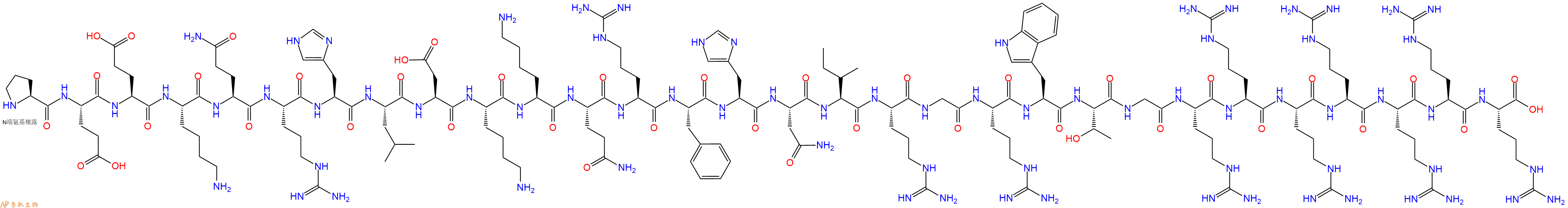专肽生物产品H2N-Pro-Glu-Glu-Lys-Gln-Arg-His-Leu-Asp-Lys-Lys-Gln-Arg-Phe-His-Asn-Ile-Arg-Gly-Arg-Trp-Thr-Gly-Arg-Arg-Arg-Arg-Arg-Arg-Arg-COOH