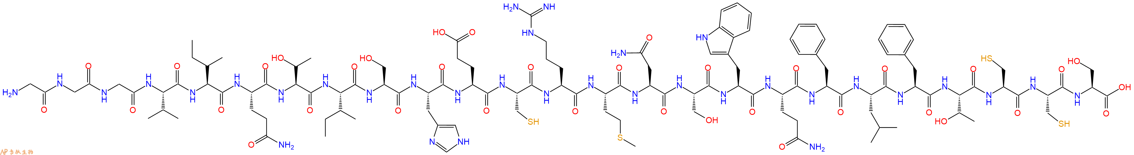 专肽生物产品H2N-Gly-Gly-Gly-Val-Ile-Gln-Thr-Ile-Ser-His-Glu-Cys-Arg-Met-Asn-Ser-Trp-Gln-Phe-Leu-Phe-Thr-Cys-Cys-Ser-COOH