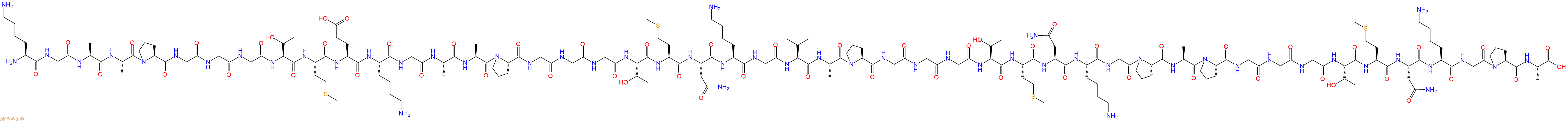 专肽生物产品H2N-Lys-Gly-Ala-Ala-Pro-Gly-Gly-Gly-Thr-Met-Glu-Lys-Gly-Ala-Ala-Pro-Gly-Gly-Gly-Thr-Met-Asn-Lys-Gly-Val-Ala-Pro-Gly-Gly-Gly-Thr-Met-Asn-Lys-Gly-Pro-Ala-Pro-Gly-Gly-Gly-Thr-Met-Asn-Lys-Gly-Pro-Ala-COOH