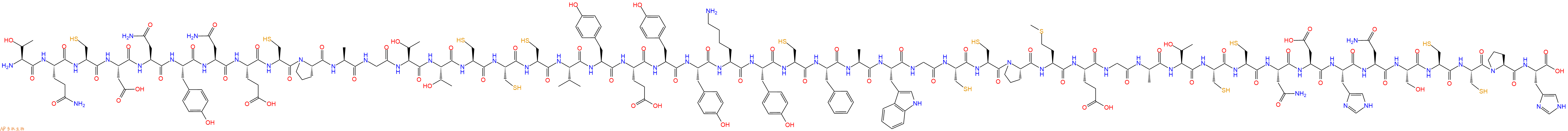 专肽生物产品H2N-Thr-Gln-Cys-Asp-Asn-Tyr-Asn-Glu-Cys-Pro-Ala-Gly-Thr-Thr-Cys-Cys-Cys-Val-Tyr-Glu-Tyr-Tyr-Lys-Tyr-Cys-Phe-Ala-Trp-Gly-Cys-Cys-Pro-Met-Glu-Gly-Ala-Thr-Cys-Cys-Asn-Asp-His-Asn-Ser-Cys-Cys-Pro-His-COOH