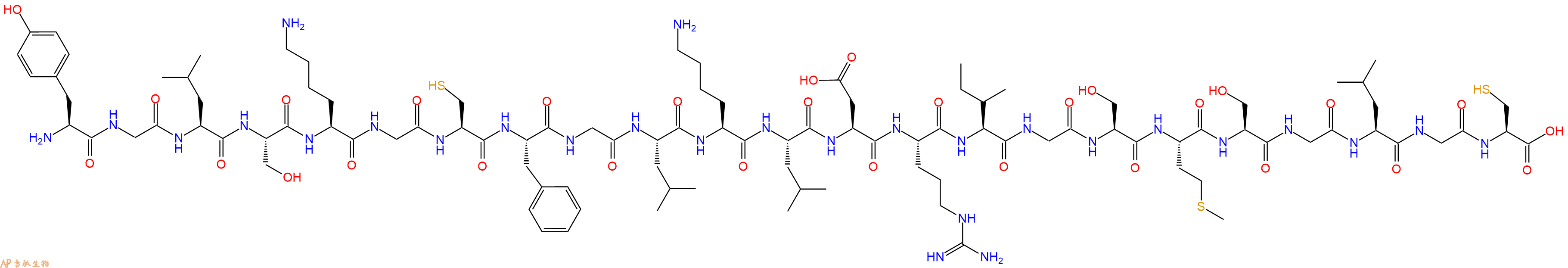 专肽生物产品H2N-Tyr-Gly-Leu-Ser-Lys-Gly-Cys-Phe-Gly-Leu-Lys-Leu-Asp-Arg-Ile-Gly-Ser-Met-Ser-Gly-Leu-Gly-Cys-COOH