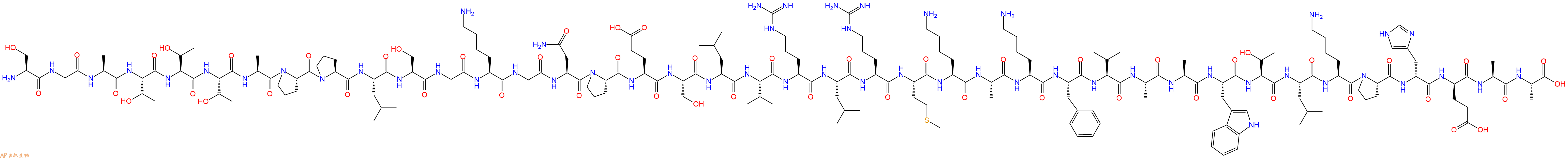 专肽生物产品H2N-Ser-Gly-Ala-Thr-Thr-Thr-Ala-Pro-Pro-Leu-Ser-Gly-Lys-Gly-Asn-Pro-Glu-Ser-Leu-Val-Arg-Leu-Arg-Met-Lys-Ala-Lys-Phe-Val-Ala-Ala-Trp-Thr-Leu-Lys-Pro-DHis-DGlu-Ala-Ala-COOH