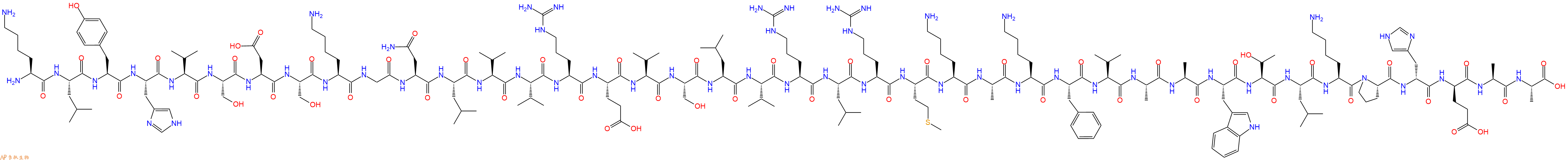 专肽生物产品H2N-Lys-Leu-Tyr-His-Val-Ser-Asp-Ser-Lys-Gly-Asn-Leu-Val-Val-Arg-Glu-Val-Ser-Leu-Val-Arg-Leu-Arg-Met-Lys-Ala-Lys-Phe-Val-Ala-Ala-Trp-Thr-Leu-Lys-Pro-DHis-DGlu-Ala-Ala-COOH