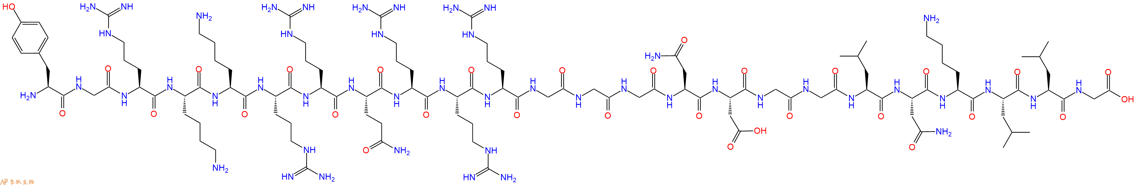 专肽生物产品H2N-Tyr-Gly-Arg-Lys-Lys-Arg-Arg-Gln-Arg-Arg-Arg-Gly-Gly-Gly-Asn-Asp-Gly-Gly-Leu-Asn-Lys-Leu-Leu-Gly-COOH
