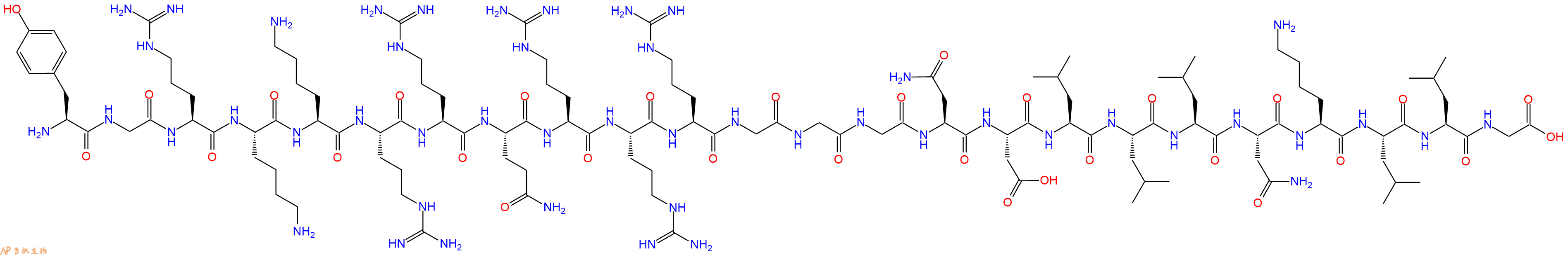 专肽生物产品H2N-Tyr-Gly-Arg-Lys-Lys-Arg-Arg-Gln-Arg-Arg-Arg-Gly-Gly-Gly-Asn-Asp-Leu-Leu-Leu-Asn-Lys-Leu-Leu-Gly-COOH