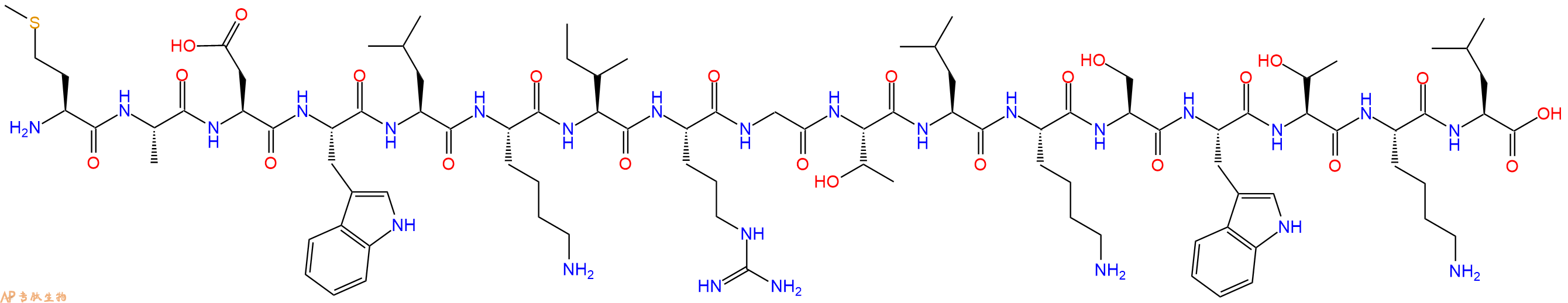 专肽生物产品H2N-Met-Ala-Asp-Trp-Leu-Lys-Ile-Arg-Gly-Thr-Leu-Lys-Ser-Trp-Thr-Lys-Leu-COOH