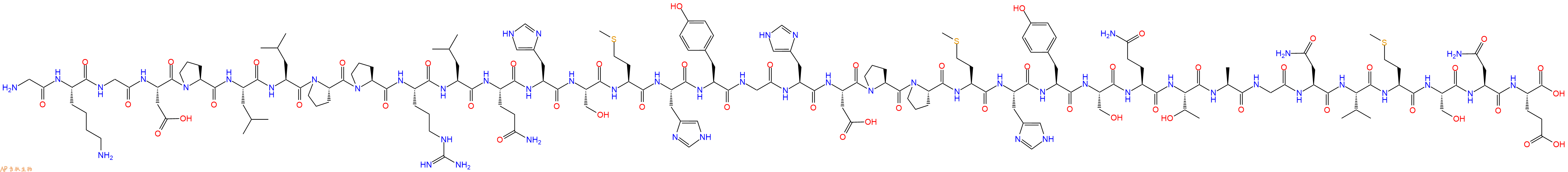 专肽生物产品H2N-Gly-Lys-Gly-Asp-Pro-Leu-Leu-Pro-Pro-Arg-Leu-Gln-His-Ser-Met-His-Tyr-Gly-His-Asp-Pro-Pro-Met-His-Tyr-Ser-Gln-Thr-Ala-Gly-Asn-Val-Met-Ser-Asn-Glu-COOH