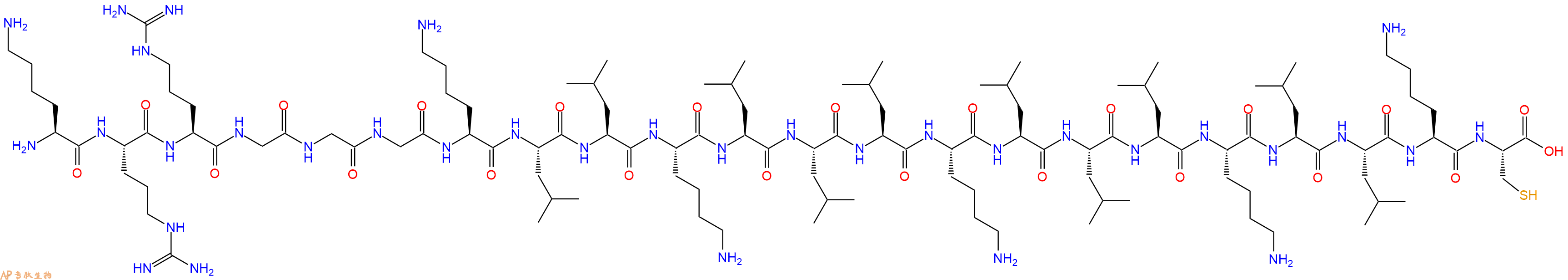 专肽生物产品H2N-Lys-Arg-Arg-Gly-Gly-Gly-Lys-Leu-Leu-Lys-Leu-Leu-Leu-Lys-Leu-Leu-Leu-Lys-Leu-Leu-Lys-Cys-COOH