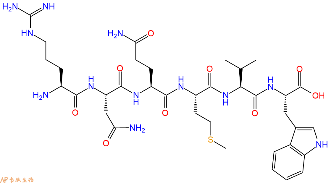 专肽生物产品H2N-Arg-Asn-Gln-Met-Val-Trp-COOH