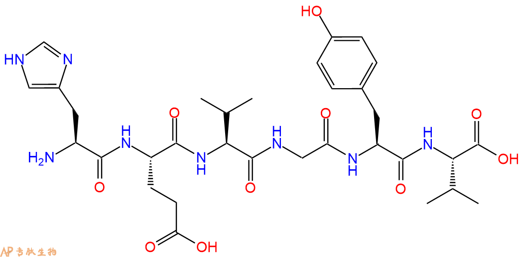 专肽生物产品H2N-His-Glu-Val-Gly-Tyr-Val-COOH