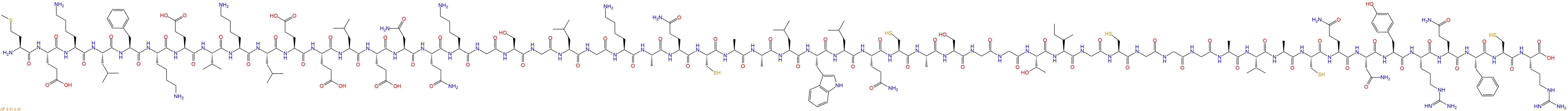 专肽生物产品H2N-Met-Glu-Lys-Leu-Phe-Lys-Glu-Val-Lys-Leu-Glu-Glu-Leu-Glu-Asn-Gln-Lys-Gly-Ser-Gly-Leu-Gly-Lys-Ala-Gln-Cys-Ala-Ala-Leu-Trp-Leu-Gln-Cys-Ala-Ser-Gly-Gly-Thr-Ile-Gly-Cys-Gly-Gly-Gly-Ala-Val-Ala-Cys-Gln-Asn-Tyr-Arg-Gln-Phe-Cys-Arg-COOH