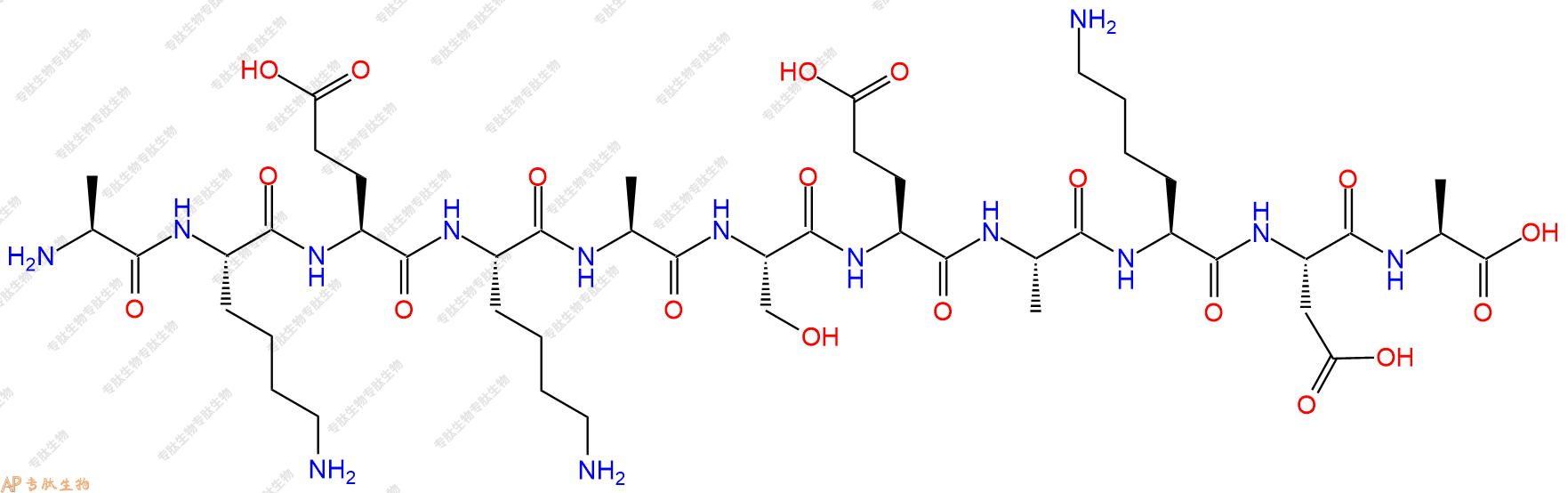 专肽生物产品H2N-Ala-Lys-Glu-Lys-Ala-Ser-Glu-Ala-Lys-Asp-Ala-COOH