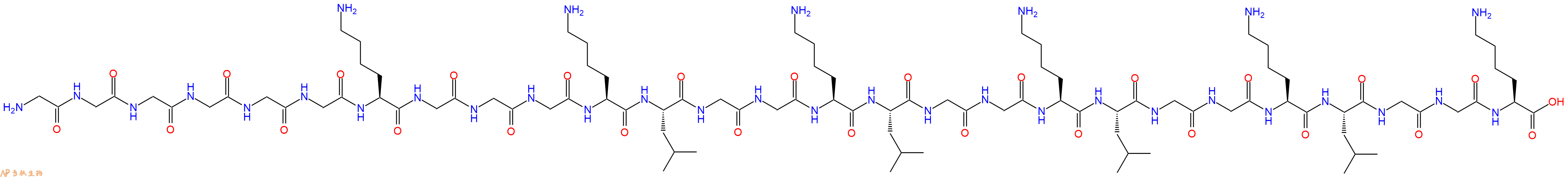 专肽生物产品H2N-Gly-Gly-Gly-Gly-Gly-Gly-Lys-Gly-Gly-Gly-Lys-Leu-Gly-Gly-Lys-Leu-Gly-Gly-Lys-Leu-Gly-Gly-Lys-Leu-Gly-Gly-Lys-COOH
