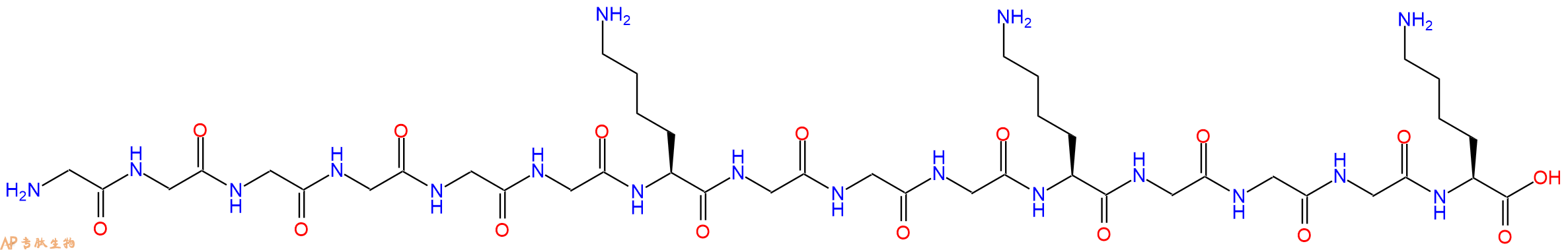 专肽生物产品H2N-Gly-Gly-Gly-Gly-Gly-Gly-Lys-Gly-Gly-Gly-Lys-Gly-Gly-Gly-Lys-COOH