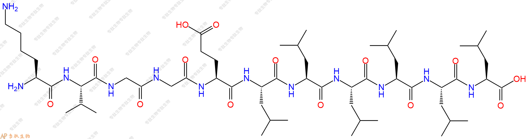 专肽生物产品H2N-Lys-Val-Gly-Gly-Glu-Leu-Leu-Leu-Leu-Leu-Leu-COOH