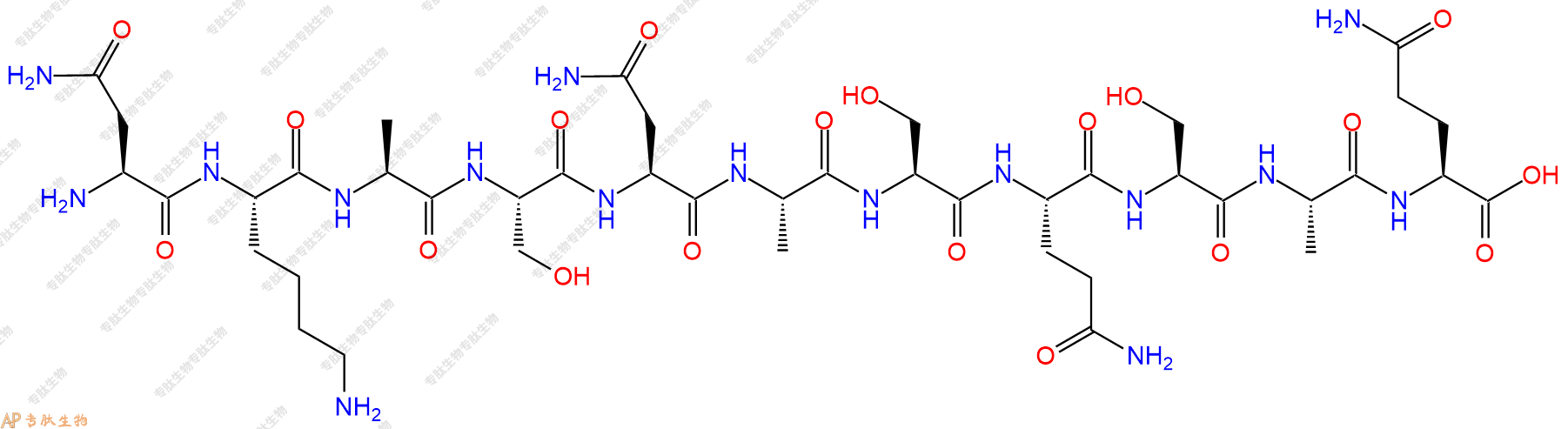 专肽生物产品H2N-Asn-Lys-Ala-Ser-Asn-Ala-Ser-Gln-Ser-Ala-Gln-COOH