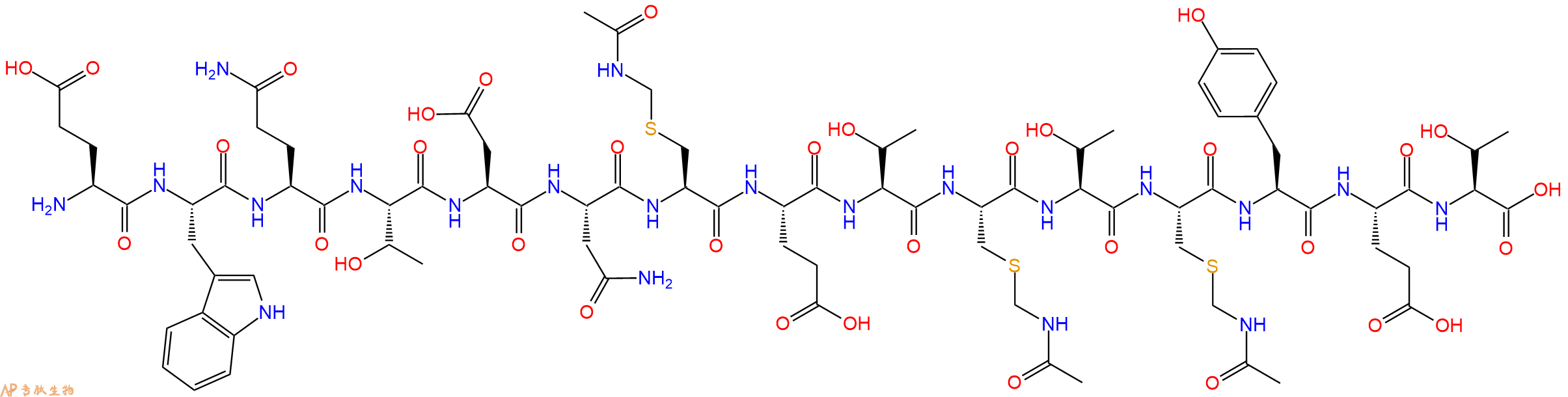 专肽生物产品H2N-Glu-Trp-Gln-Thr-Asp-Asn-Cys(Acm)-Glu-Thr-Cys(Acm)-Thr-Cys(Acm)-Tyr-Glu-Thr-COOH