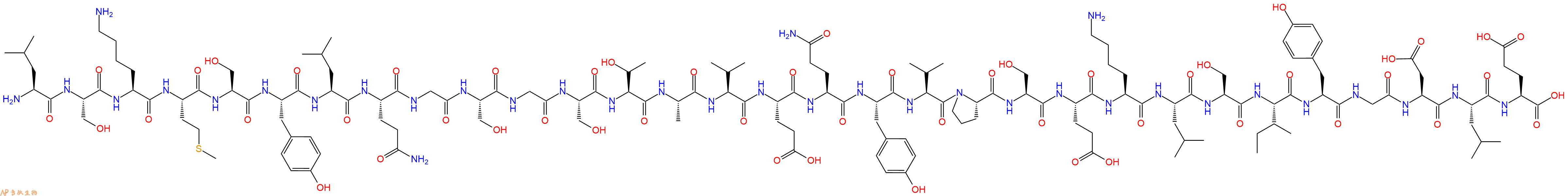 专肽生物产品H2N-Leu-Ser-Lys-Met-Ser-Tyr-Leu-Gln-Gly-Ser-Gly-Ser-Thr-Ala-Val-Glu-Gln-Tyr-Val-Pro-Ser-Glu-Lys-Leu-Ser-Ile-Tyr-Gly-Asp-Leu-Glu-OH