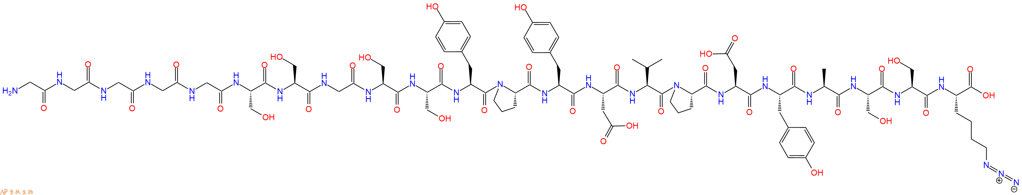 专肽生物产品H2N-Gly-Gly-Gly-Gly-Gly-Ser-Ser-Gly-Ser-Ser-Tyr-Pro-Tyr-Asp-Val-Pro-Asp-Tyr-Ala-Ser-Ser-Lys(N3)-OH