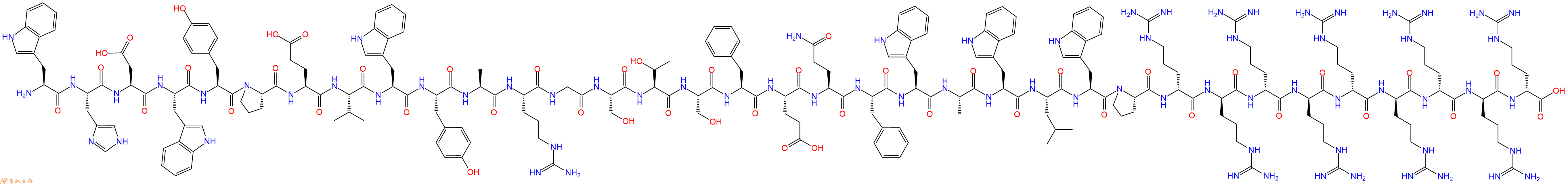 专肽生物产品H2N-Trp-His-Asp-Trp-Tyr-Pro-Glu-Val-Trp-Tyr-Ala-Arg-Gly-Ser-Thr-Ser-Phe-Glu-Gln-Phe-Trp-Ala-Trp-Leu-Trp-Pro-DArg-DArg-DArg-DArg-DArg-DArg-DArg-DArg-DArg-OH